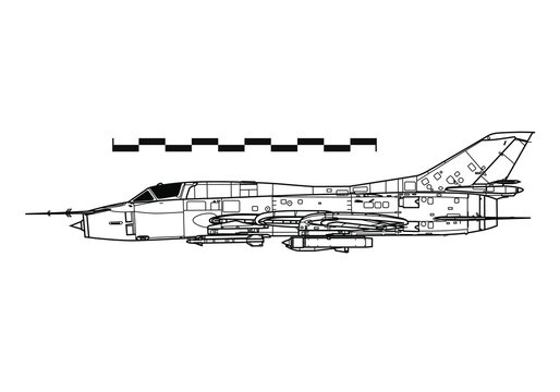 Sukhoi Su-22 Fitter. Outline drawing