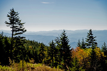 Mountain peak in The Smokies in fall colors.
