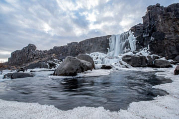 Waterfall and rocks