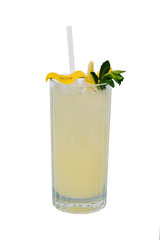 Lemonade with ice and mint. isolated on a white background