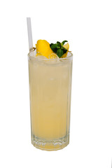 Lemonade with ice and mint. isolated on a white background
