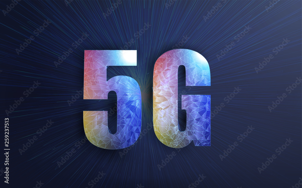 Leinwandbilder 5g network wireless systems and internet in low poly style. 3d internet for site design. internet te