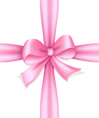 Geschenk Schleife in rosa,  Geschenkkarton mit Bandschleife, Vektor Illustration isoliert auf wei&szlig;em Hintergrund