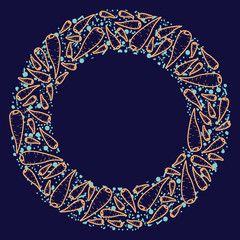 Carrot vector circle pattern. Funny doodle healthy food on a dark background.