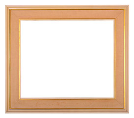 Old wooden frame isolated on white background - image