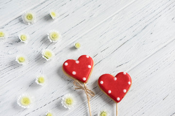 Background with flowers and hearts. The basis for the length of the greeting card, banner. Design...