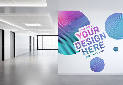 Blank Wall in Bright Office Mockup