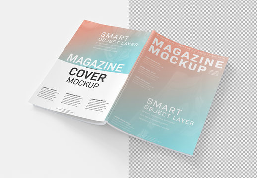 Open Magazine Cover Mockup Isolated
