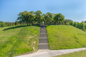 The stairs up to Almhöjden a memorial hill at Skogskyrkogården in Stockholm