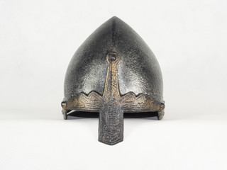 Early medieval metal knight's helmet.