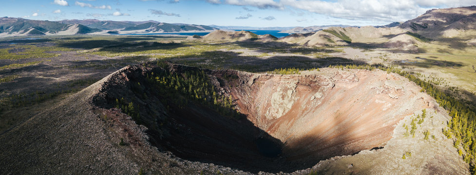 khorgo uul volcano from above, mongolia