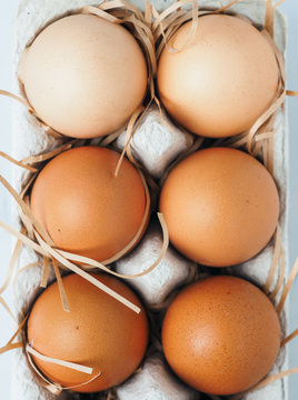 Easter eggs in cardboard tray