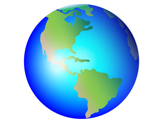 Planet Earth, globe vector image. North and South America. Central America. The Atlantic Ocean and the Pacific Ocean.