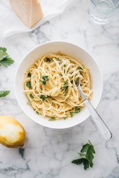 Food: Tagliatelle al limone with cheese and parsley