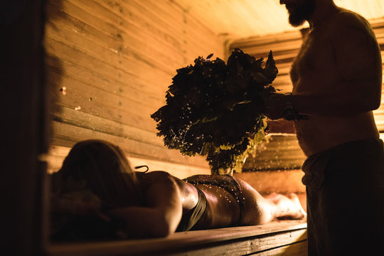 Spa Day. Woman In Steam Bath
