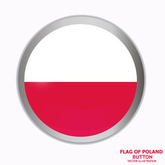 Bright button with flag of Poland. Colorful illustration with flag for web design. Illustration with grey background.