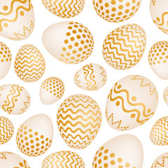 Seamless pattern with golden Easter eggs