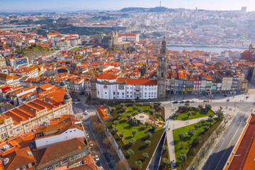 Fototapeta na wymiar Aerial view of Porto Cityscape ith traditional orange roof tiles, Portugal