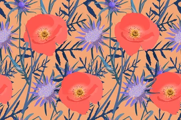 Foto op Plexiglas anti-reflex Meadow with poppy flower and tragopogon. © ArtZuka