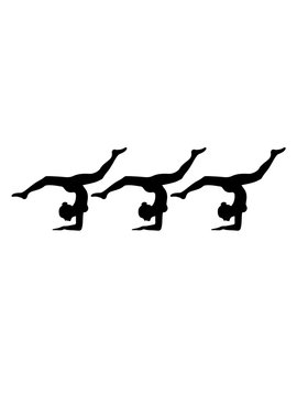 reihe 3 freunde team gymnastik sport turnen ballette m&auml;dchen frau weiblich tunerin silhouette logo clipart yoga verein