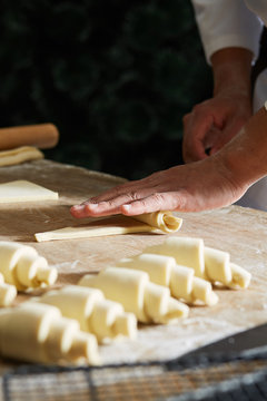 The process of making cantonese bread by hand is done in a sunshine making workshop