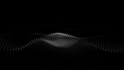 Poster de jardin 3D Wave 3d. Wave of particles. 3D glowing abstract digital particles background. Data technology illustration. Big data visualization. 3d rendering.  © Vadym