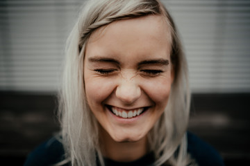 portrait of a happy blonde girl
