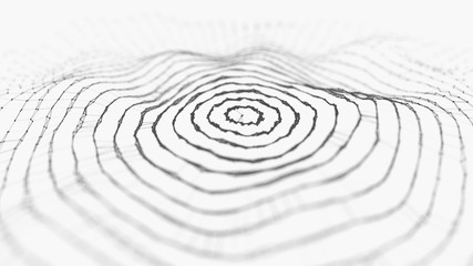 Wave 3d. Wave of particles. 3D glowing abstract digital particles background. Data technology illustration. Big data visualization. 3d rendering.