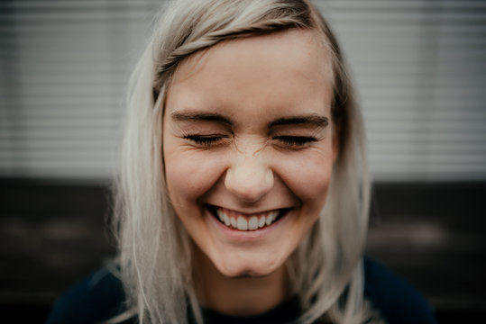 portrait of a happy blonde girl
