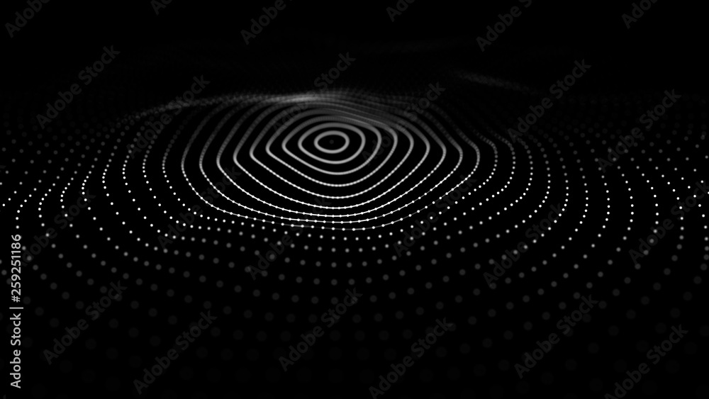 Fototapete wave 3d. wave of particles. 3d glowing abstract digital particles background. data technology illust