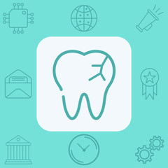 Broken tooth vector icon sign symbol