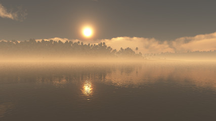 majestic fantasy ocean natural environment illustration with epic sky