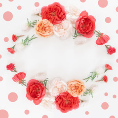 Frame from flower in pastel colors