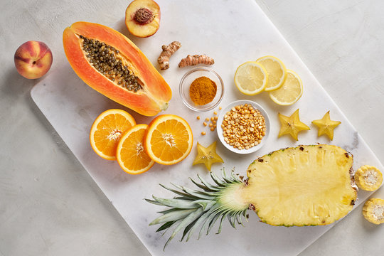 Healthy Organic Food by Color Group Yellow Orange