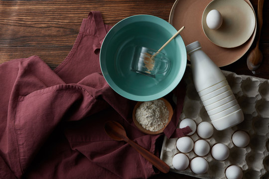 Kitchen utensils and ingredients for making
