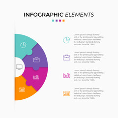 Circle chart infographic template with 4 options for presentations, advertising, layouts, annual reports. - Vector