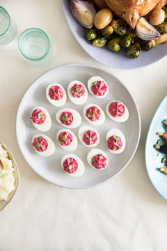 Beet deviled eggs