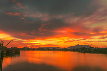 sunset over the river