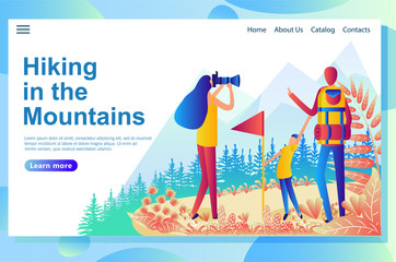 Web page design template for family tourism in the mountains.