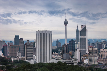 view of Menara sky tower in Kuala Lumpur at daytime, Malaysia, landscape of Kuala Lumpur city - 259257501
