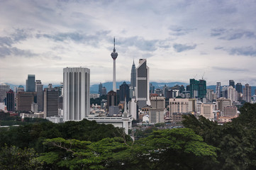 Fototapeta na wymiar view of Menara sky tower in Kuala Lumpur at daytime, Malaysia, landscape of Kuala Lumpur city