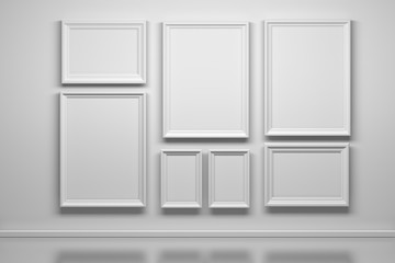 Set of many white frames