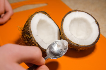 coconut cutted in a half
