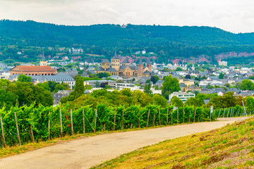 Aerial view of Trier from Petrisberg hill, Germany - obrazy, fototapety, plakaty