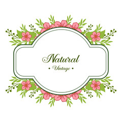 Obraz premium Vector illustration shape natural vintage with ornate pink flower frame