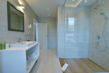 Fototapeta na wymiar minimalistic bathrom in modern hotel