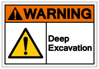 Warning Deep Excavation Symbol Sign, Vector Illustration, Isolate On White Background Label. EPS10