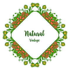 Vector illustration template natural vintage with orange wreath frame