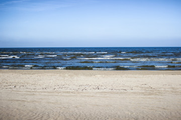 Windy weather on Baltic beach seashore