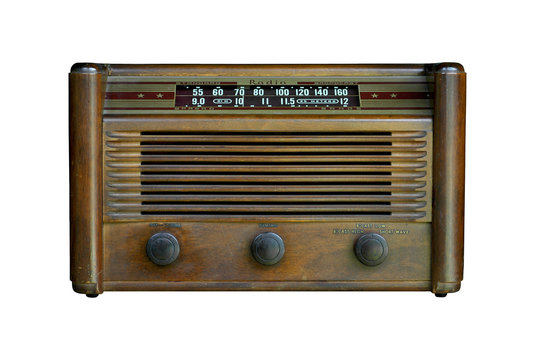 old radio isolated on white background